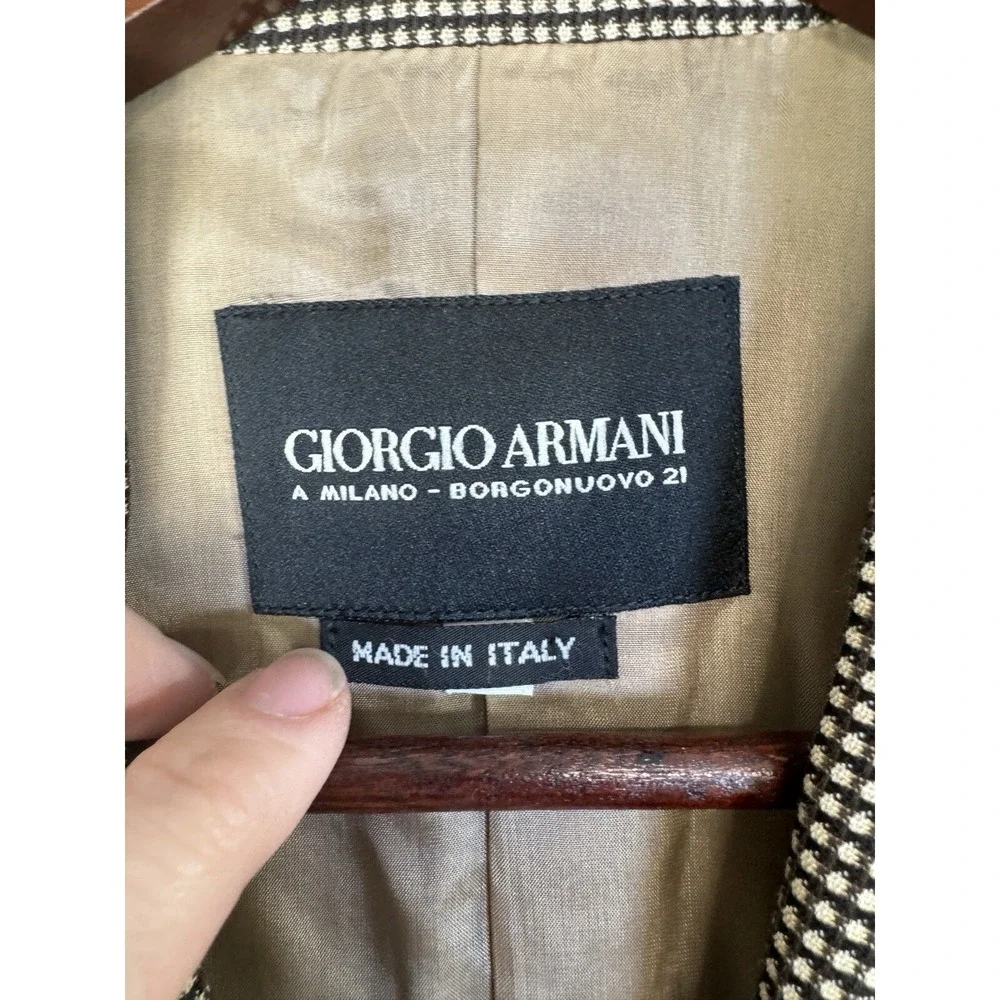 VTG Giorgio Armani 100% Wool Houndstooth A Milano Borgonuovo 21 Blazer Jacket 42